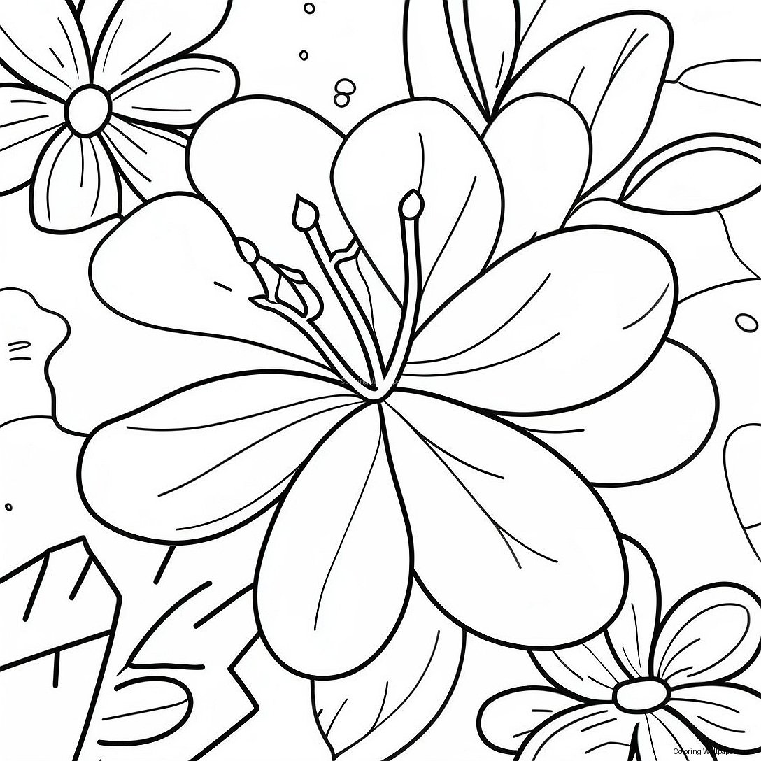 Aloha Tropical Flowers Coloring Page 21266