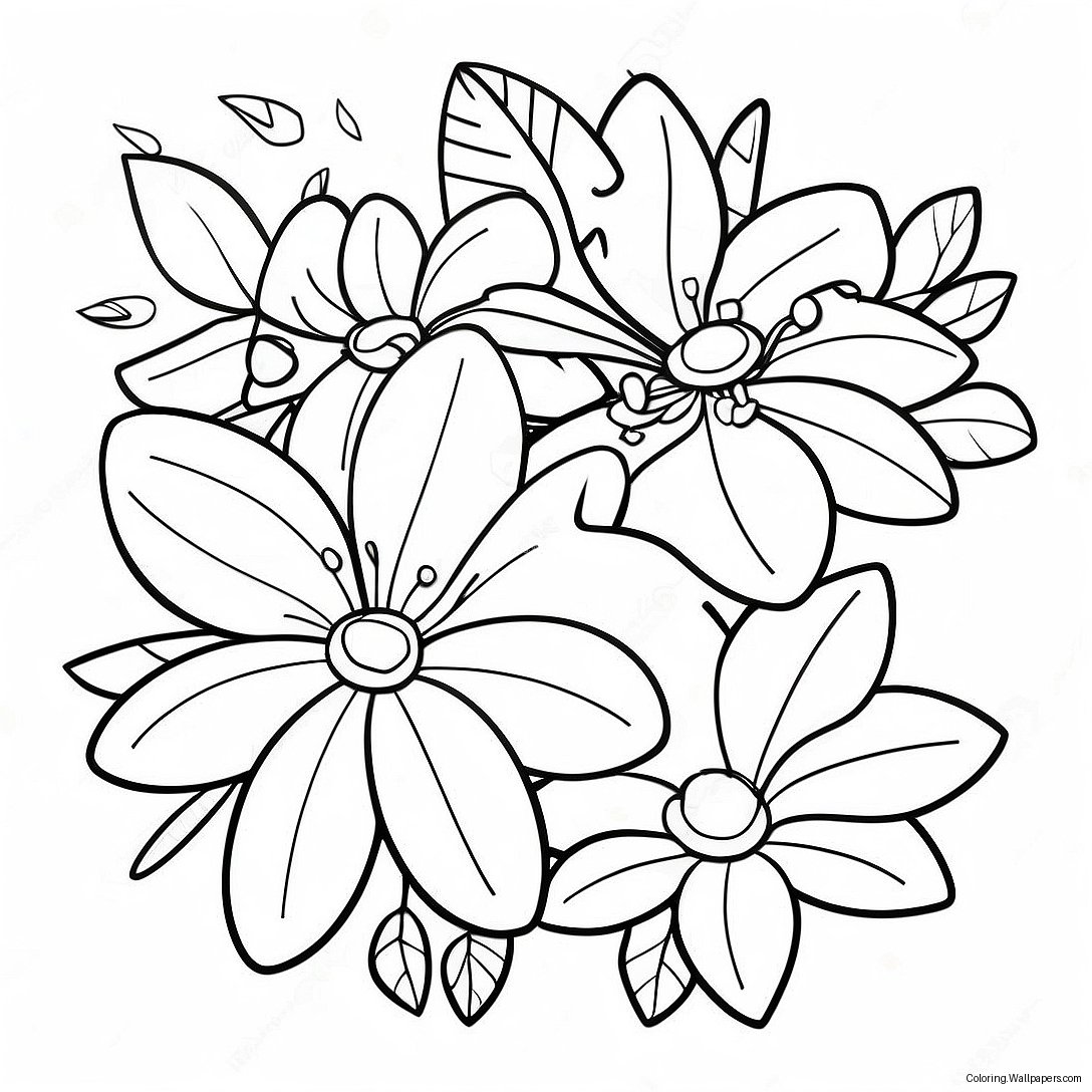 Aloha Tropical Flowers Coloring Page 21268