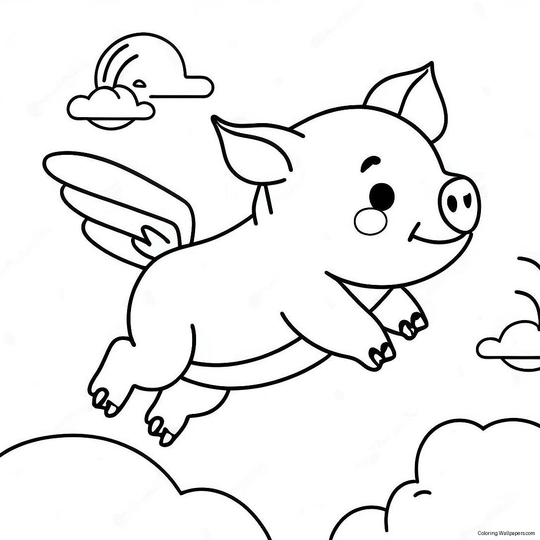 Alpha Pig Flyver Gennem Himlen Farvelægningsside 40072