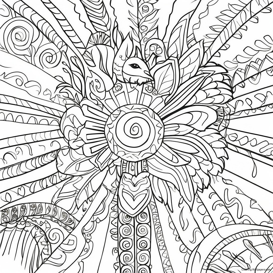 Amate Bark Painting Traditional Design Coloring Page 31593