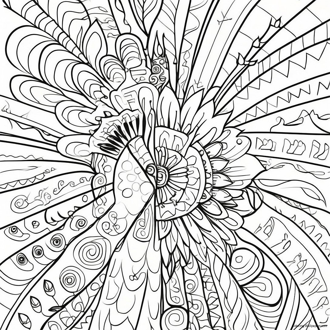 Amate Bark Painting Traditional Design Coloring Page 31596