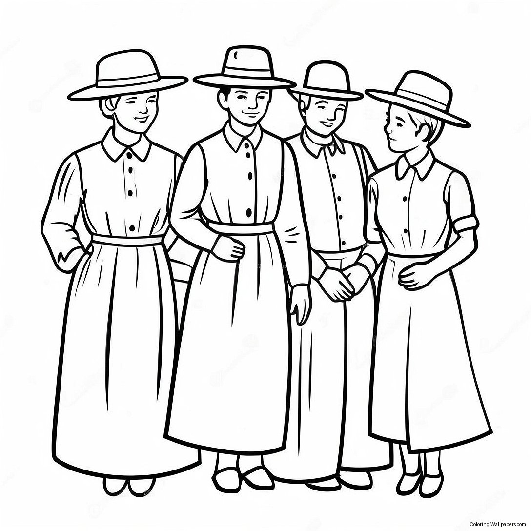 Amish Familie In Traditionele Kleding Kleurplaat 41967