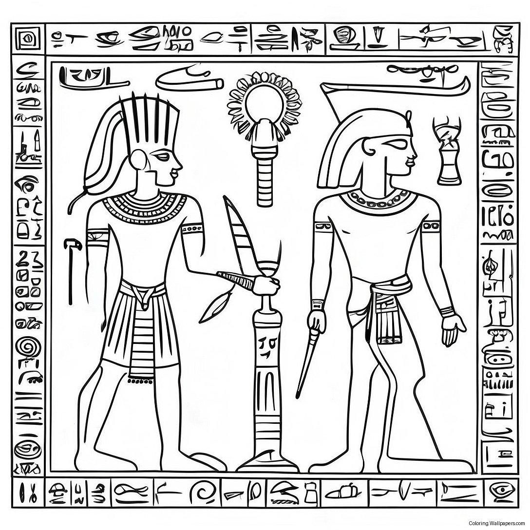 Ancient Egypt Hieroglyphics Coloring Page 9905