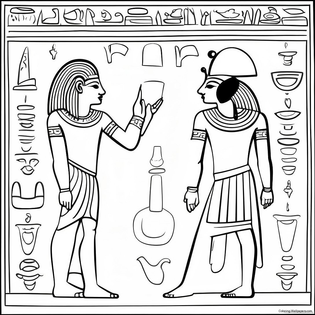 Muinaisen Egyptin Hieroglyfit -Värityssivu 9906