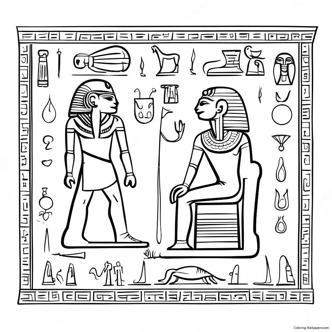 Ancient Egypt Hieroglyphics Coloring Page 9908