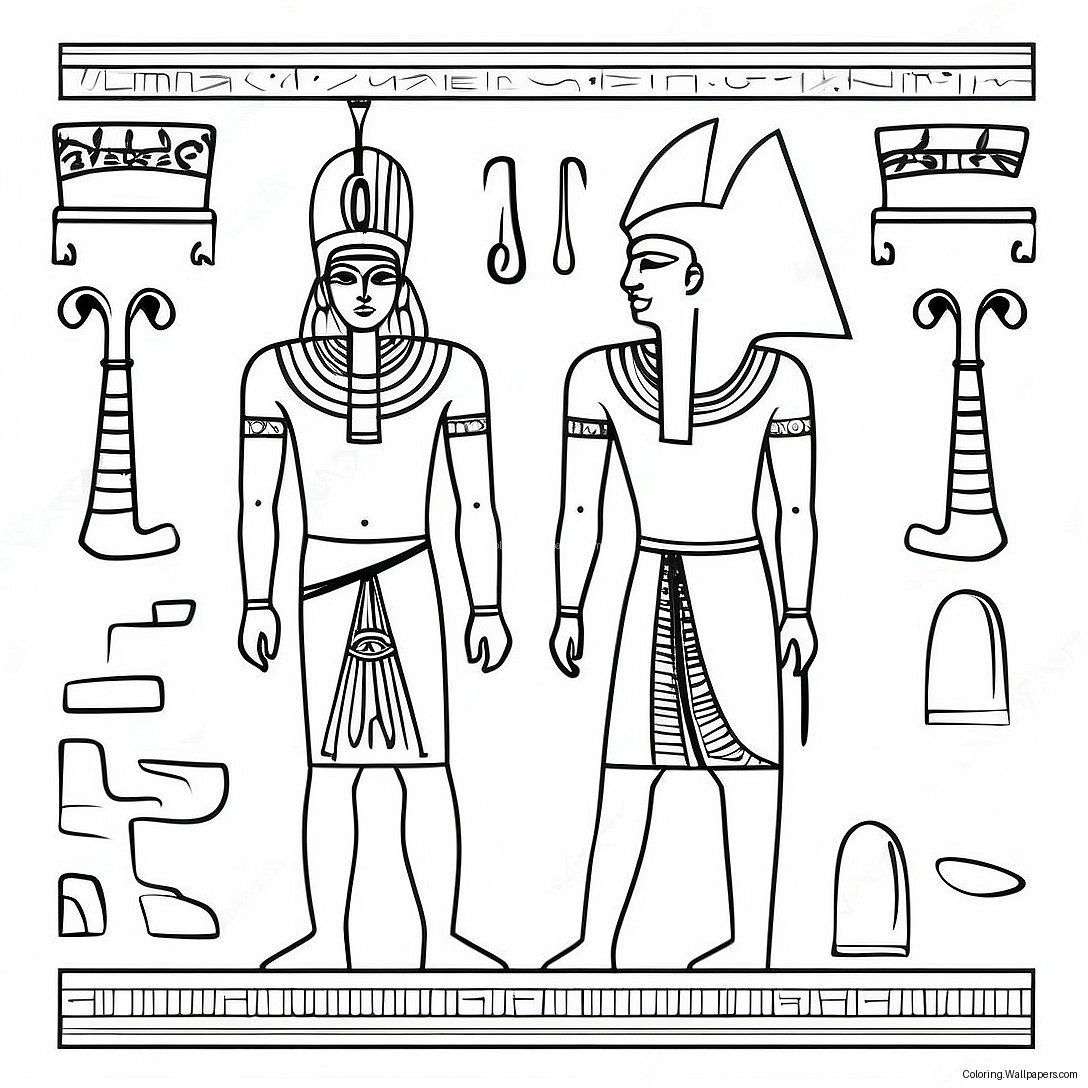 Oldegyptiske Hieroglyffer Farvelægningsside 46094