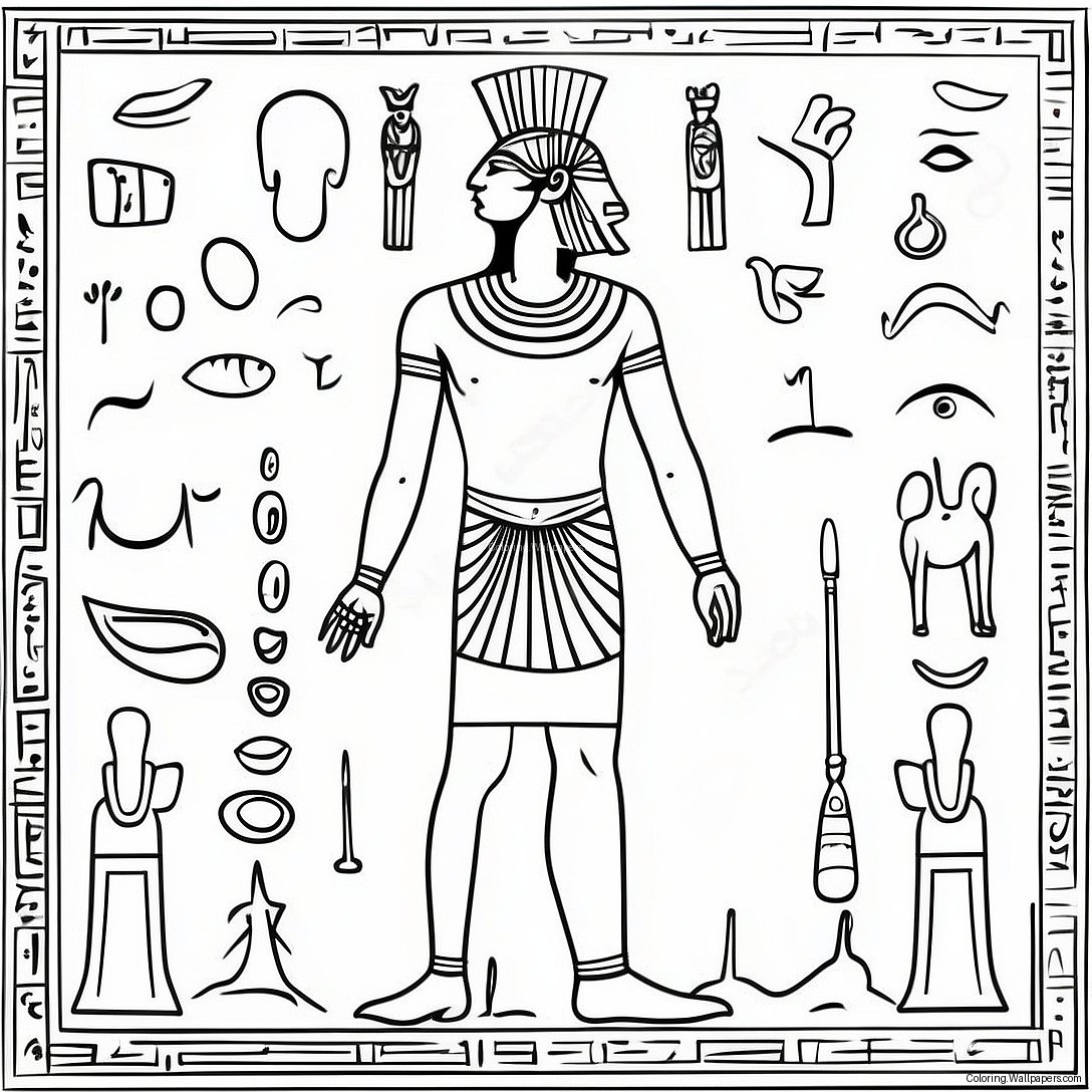 Oldegyptiske Hieroglyffer Farvelægningsside 46096