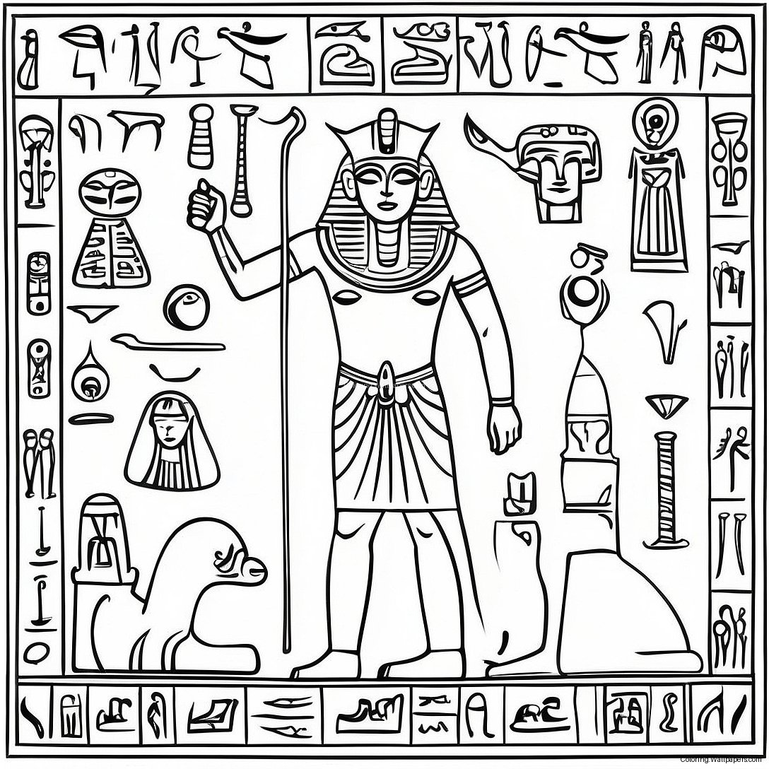 Antika Egyptiska Hieroglyfer Målarbild 3427