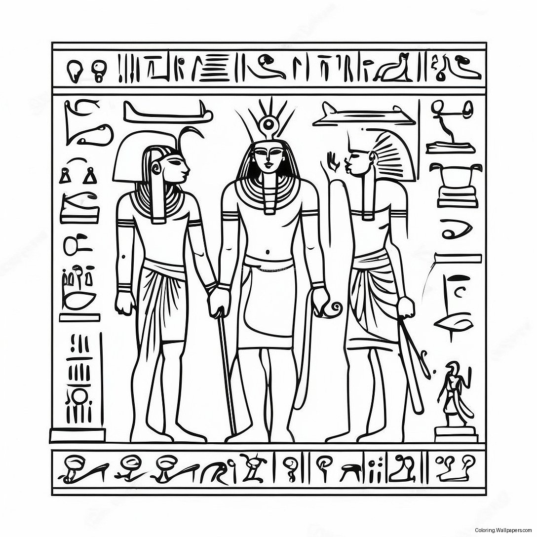 Ancient Egyptian Hieroglyphs Coloring Page 3974