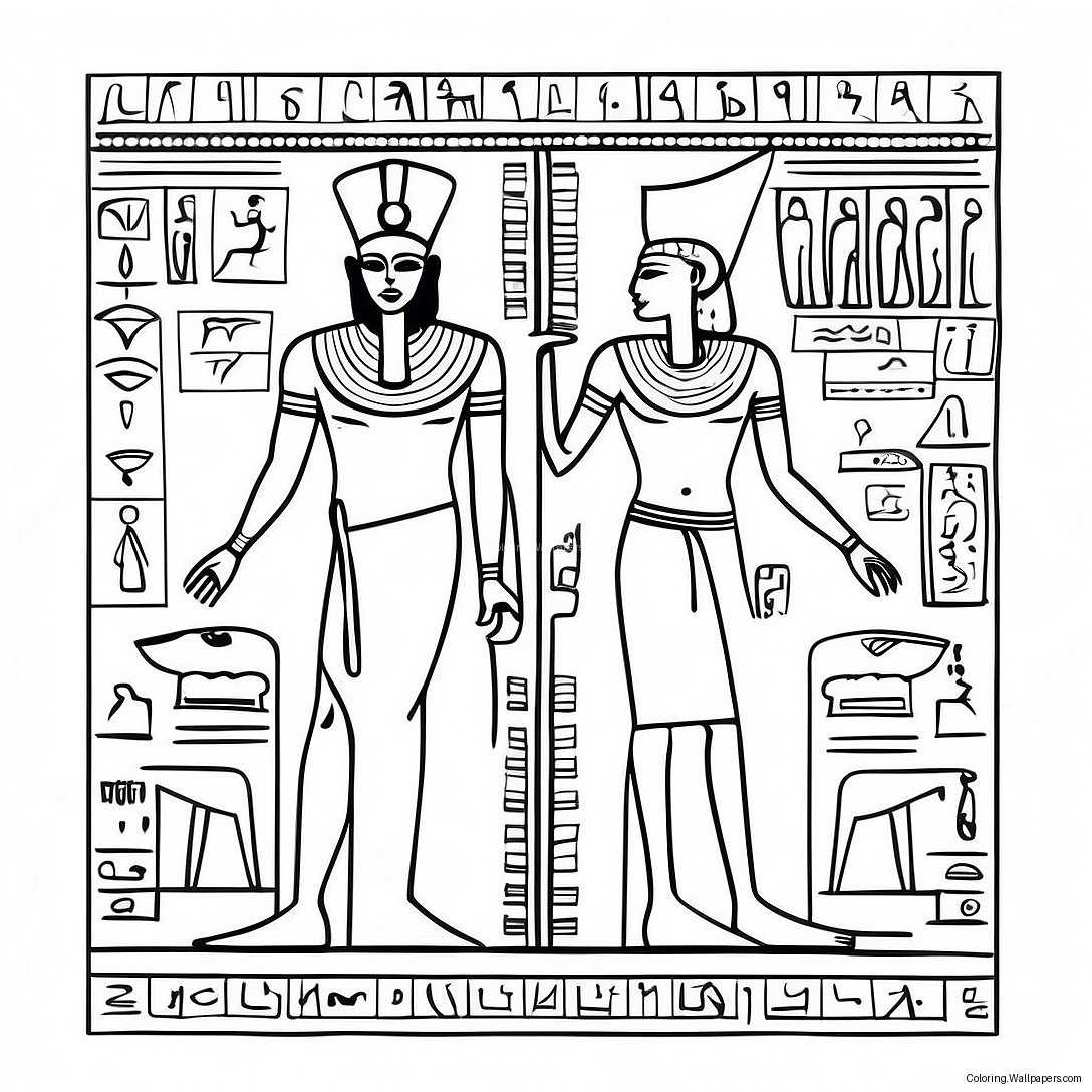 Ancient Egyptian Hieroglyphs Coloring Page 3975