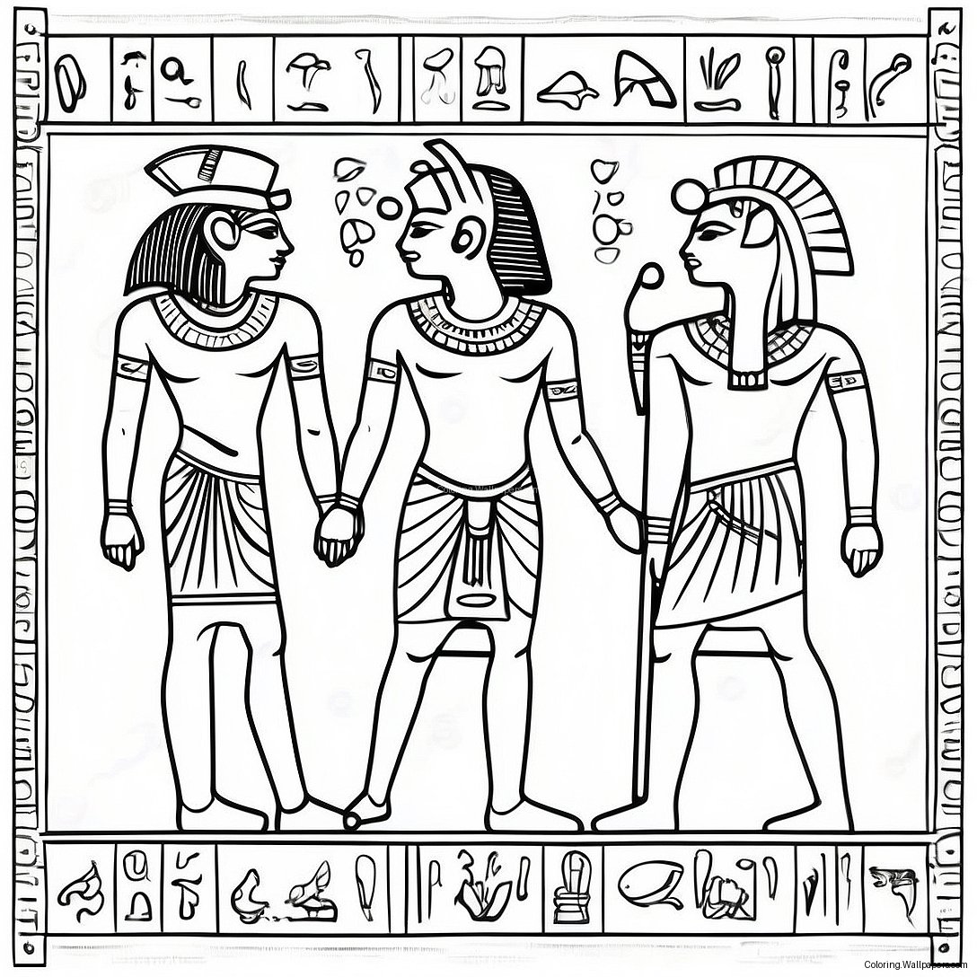 Antika Egyptiska Hieroglyfer Målarbild 3976