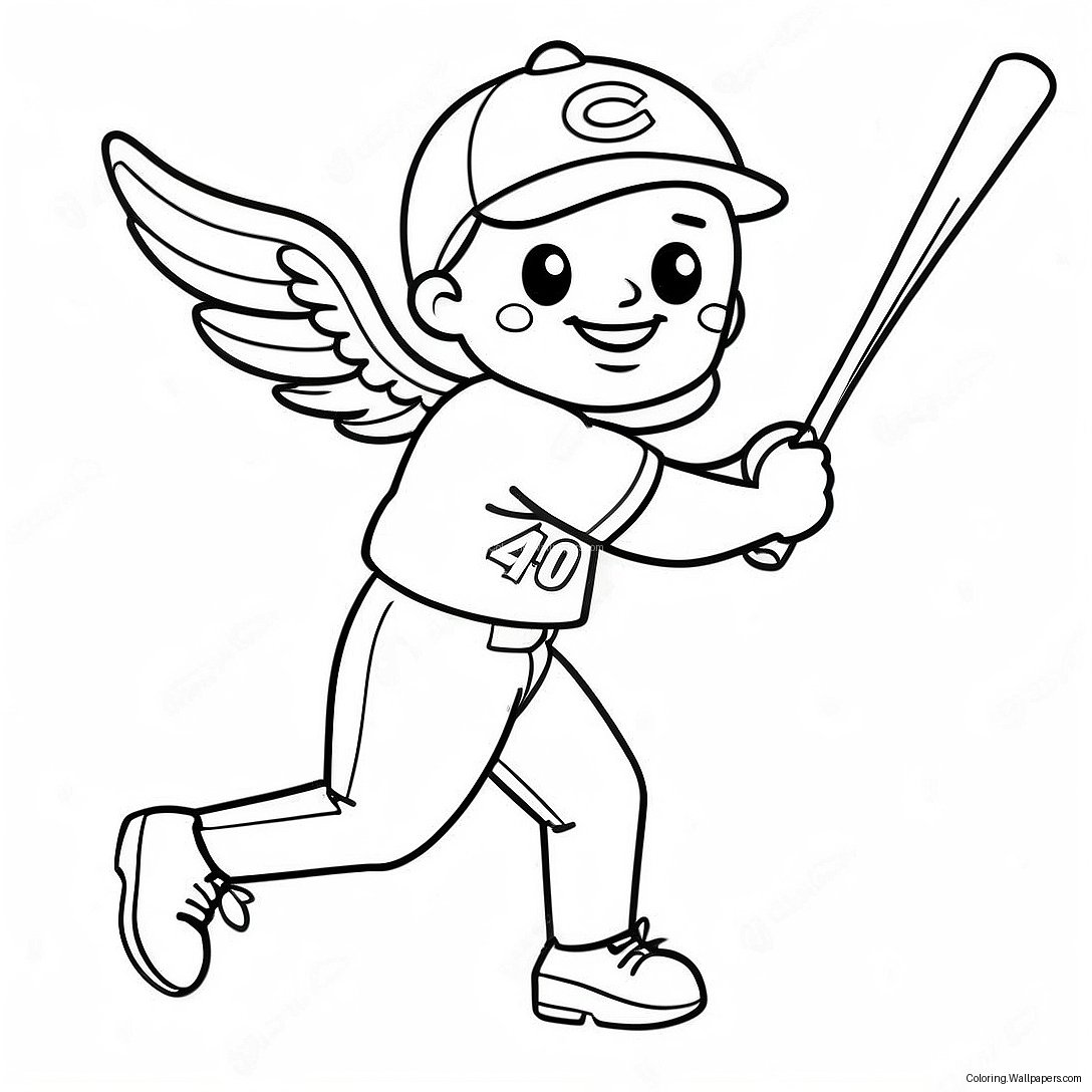 Angels Baseball Player Swinging Bat Coloring Page 29090