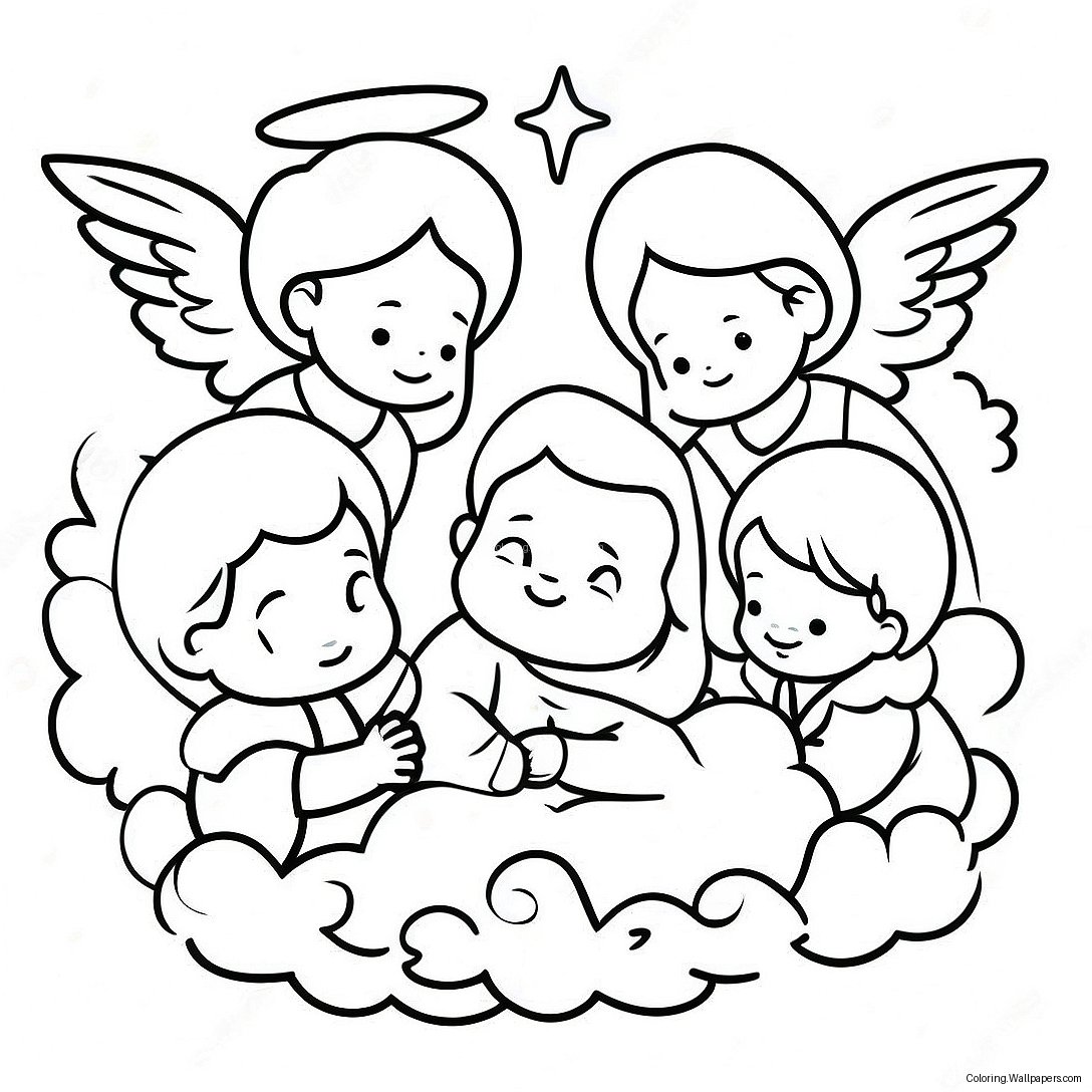 Angels Surrounding Baby Jesus Coloring Page 51311