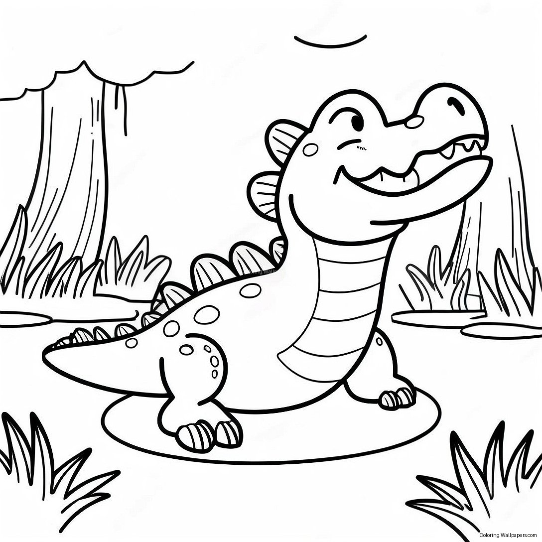 Angry Crocodile In The Swamp Coloring Page 34832