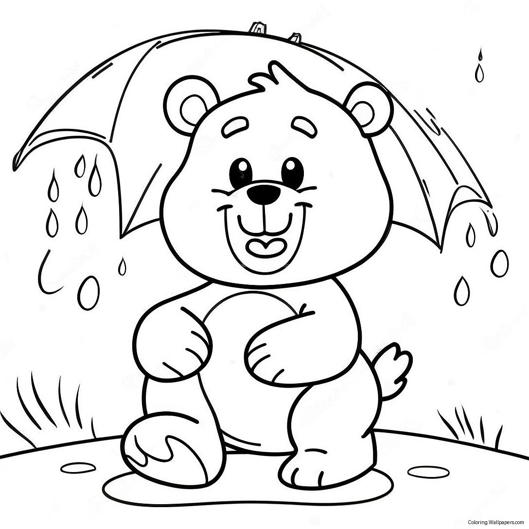 Wütender Grimmiger Care Bear In Einer Regnerischen Szene Ausmalbild 56022