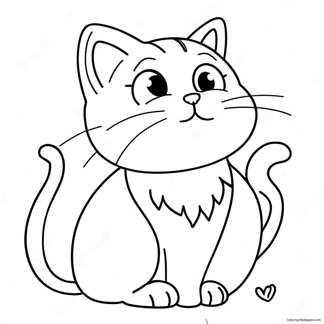 Anime Cat Coloring Page 8950