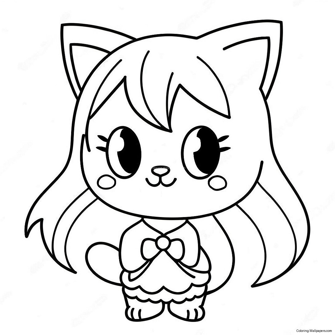 Página Para Colorir Garota Gato Anime 42331