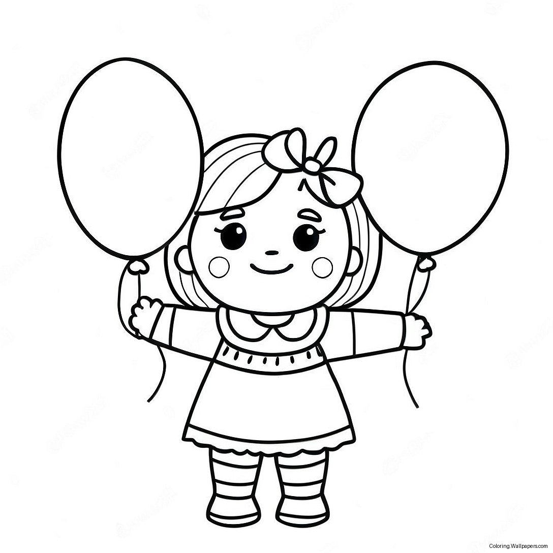 Annie With Colorful Balloons Coloring Page 37550