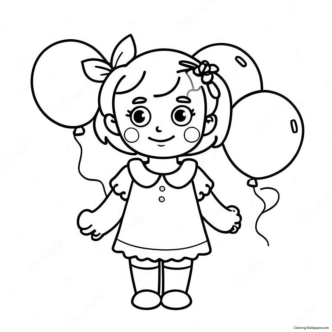 Annie With Colorful Balloons Coloring Page 37552