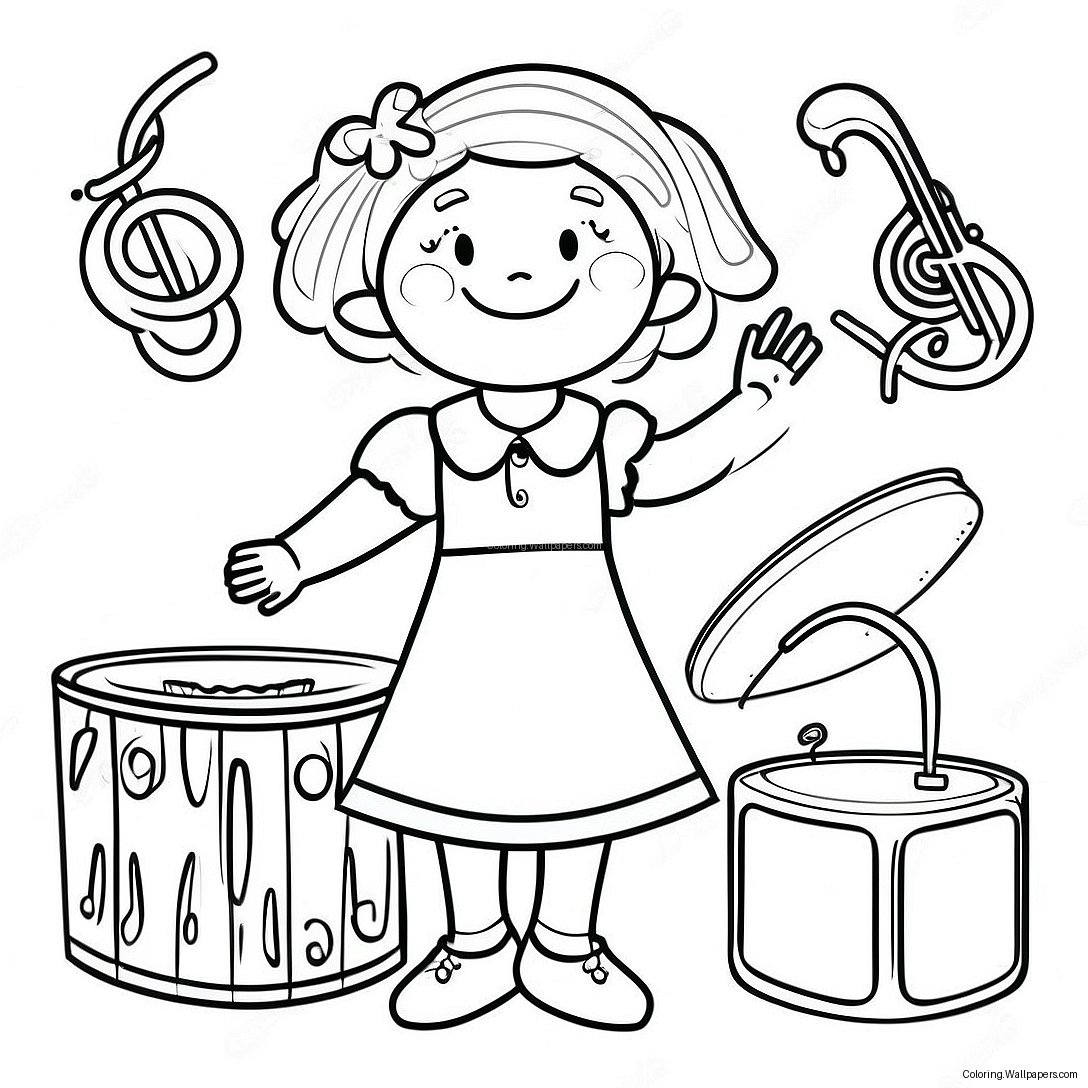 Annie Avec Des Instruments De Musique À Colorier 27332