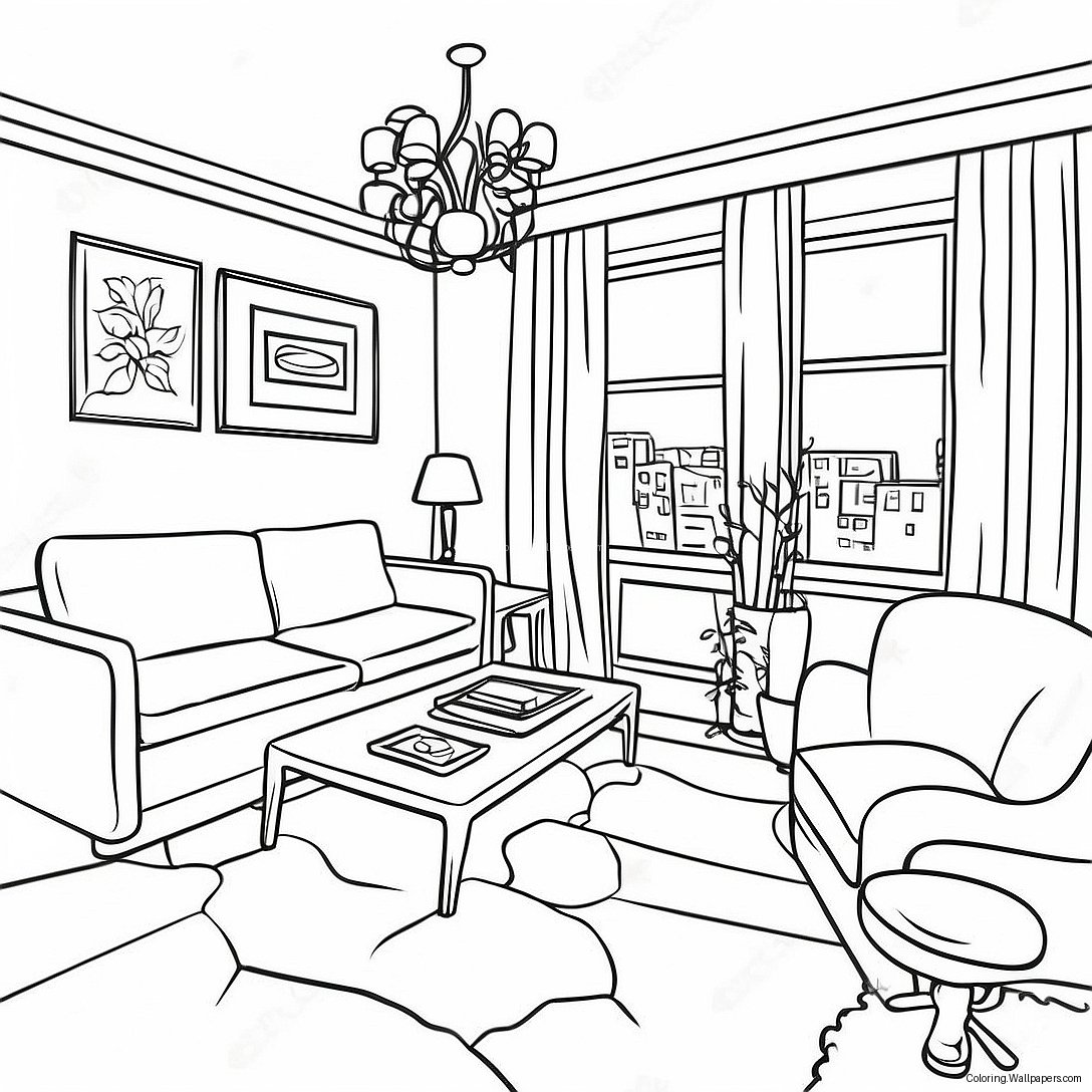 Page À Colorier De L'intérieur D'un Appartement 40403