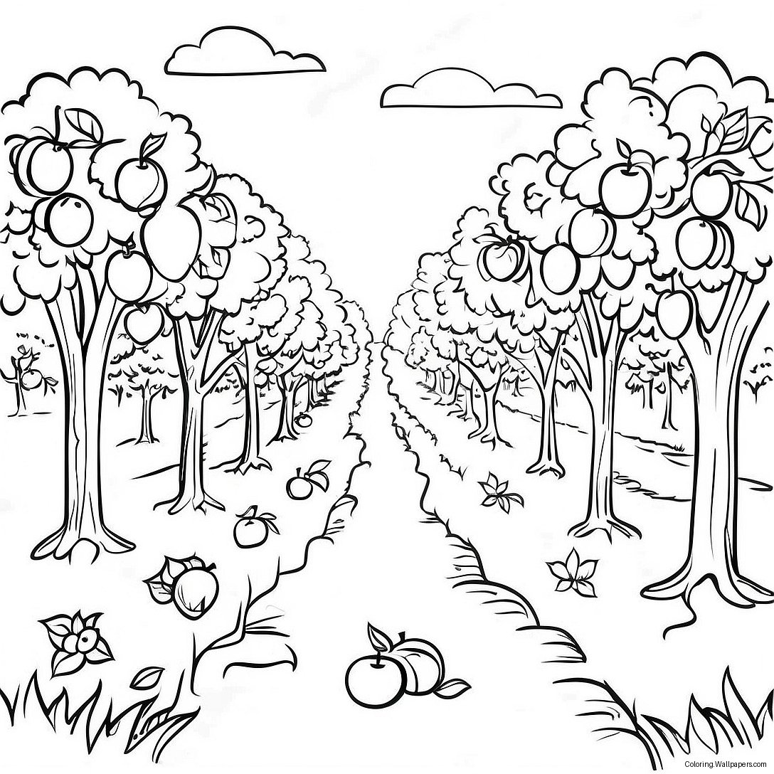 Apple Orchard Coloring Page 34159