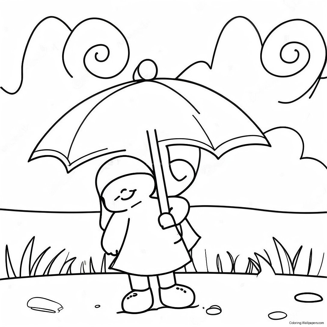 4月の雨のぬりえページ 28825