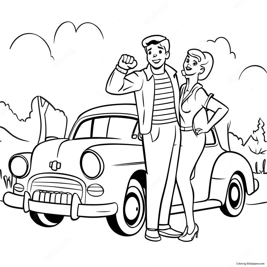 Página Para Colorear De Archie Y Betty En Una Escena Divertida 30530