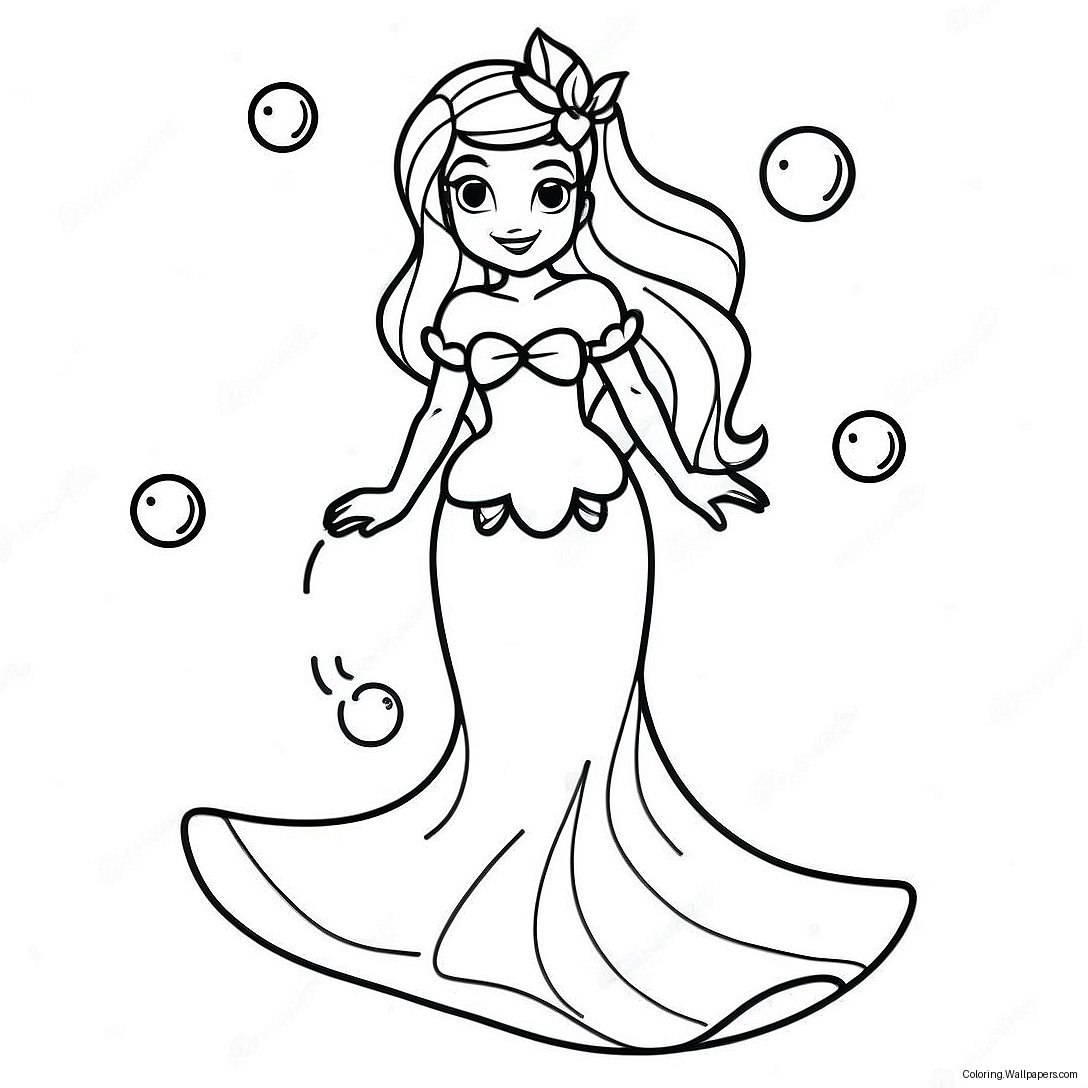 Ariel In A Sparkling Dress Coloring Page 44843