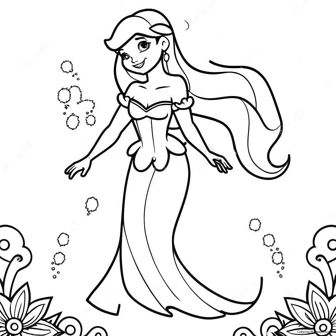 Ariel In A Sparkling Dress Coloring Page 44844