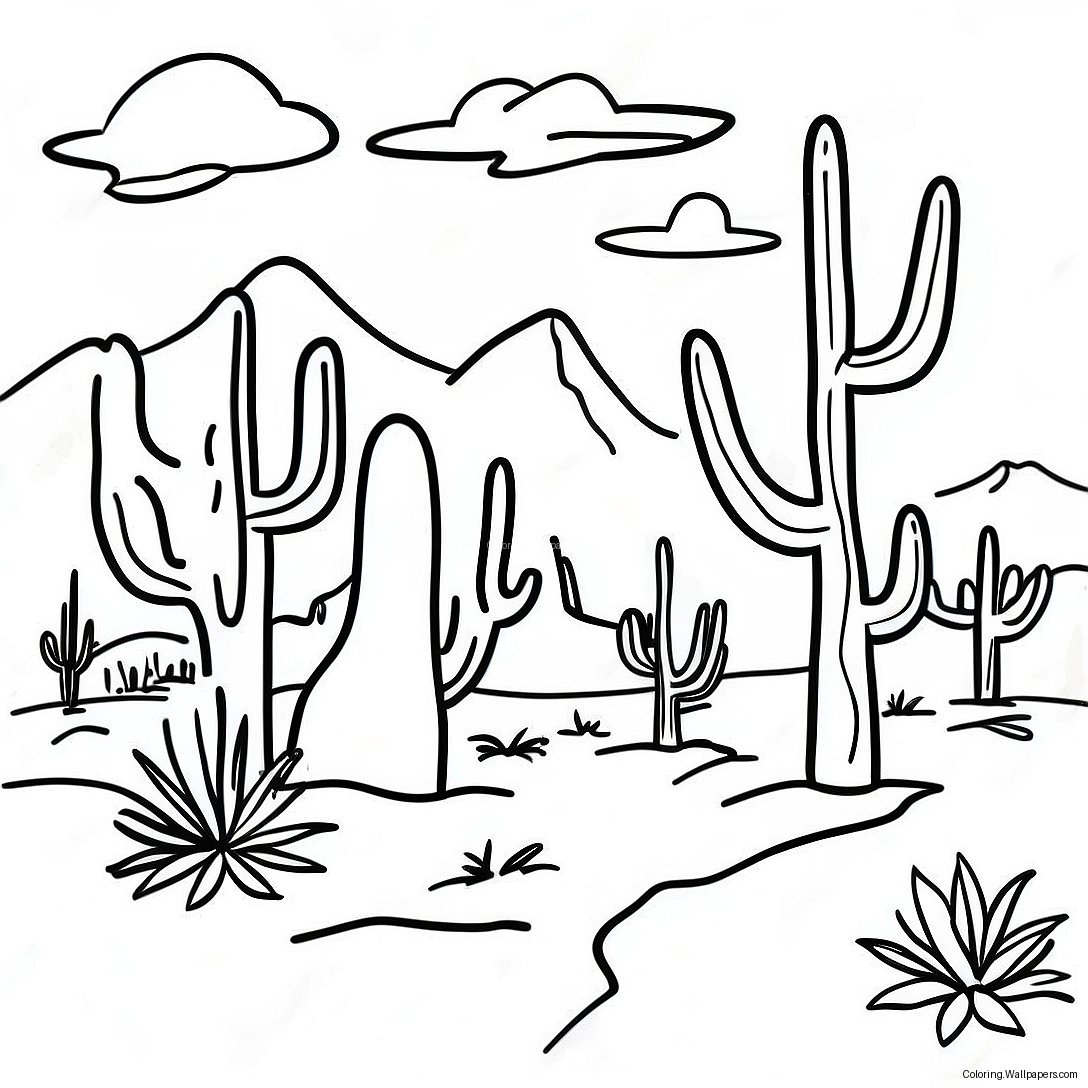 Página Para Colorear Paisaje Del Desierto De Arizona 12789