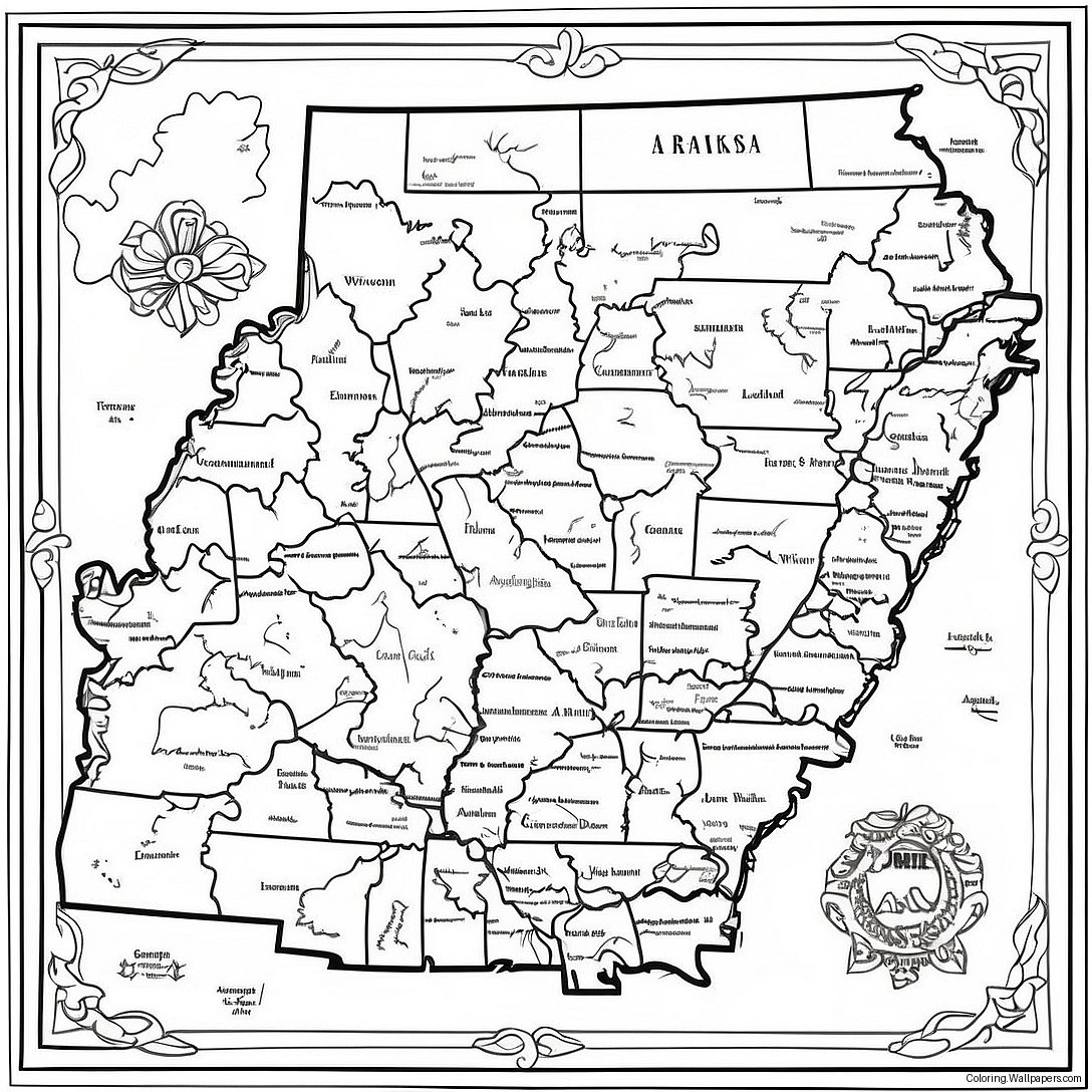 Arkansas State Map Coloring Page 28145