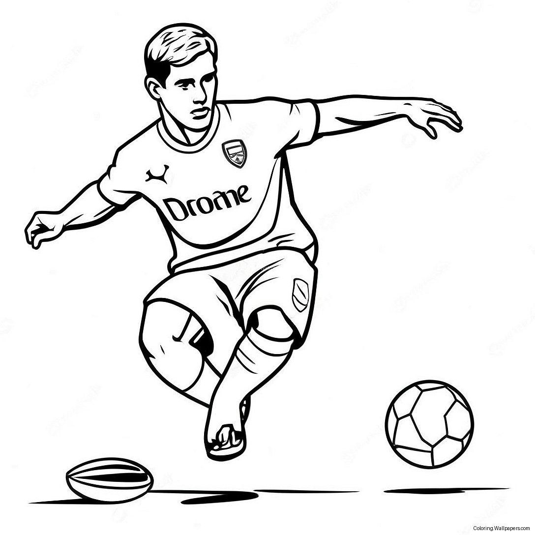 Arsenal Player Kicking The Ball Coloring Page 34057