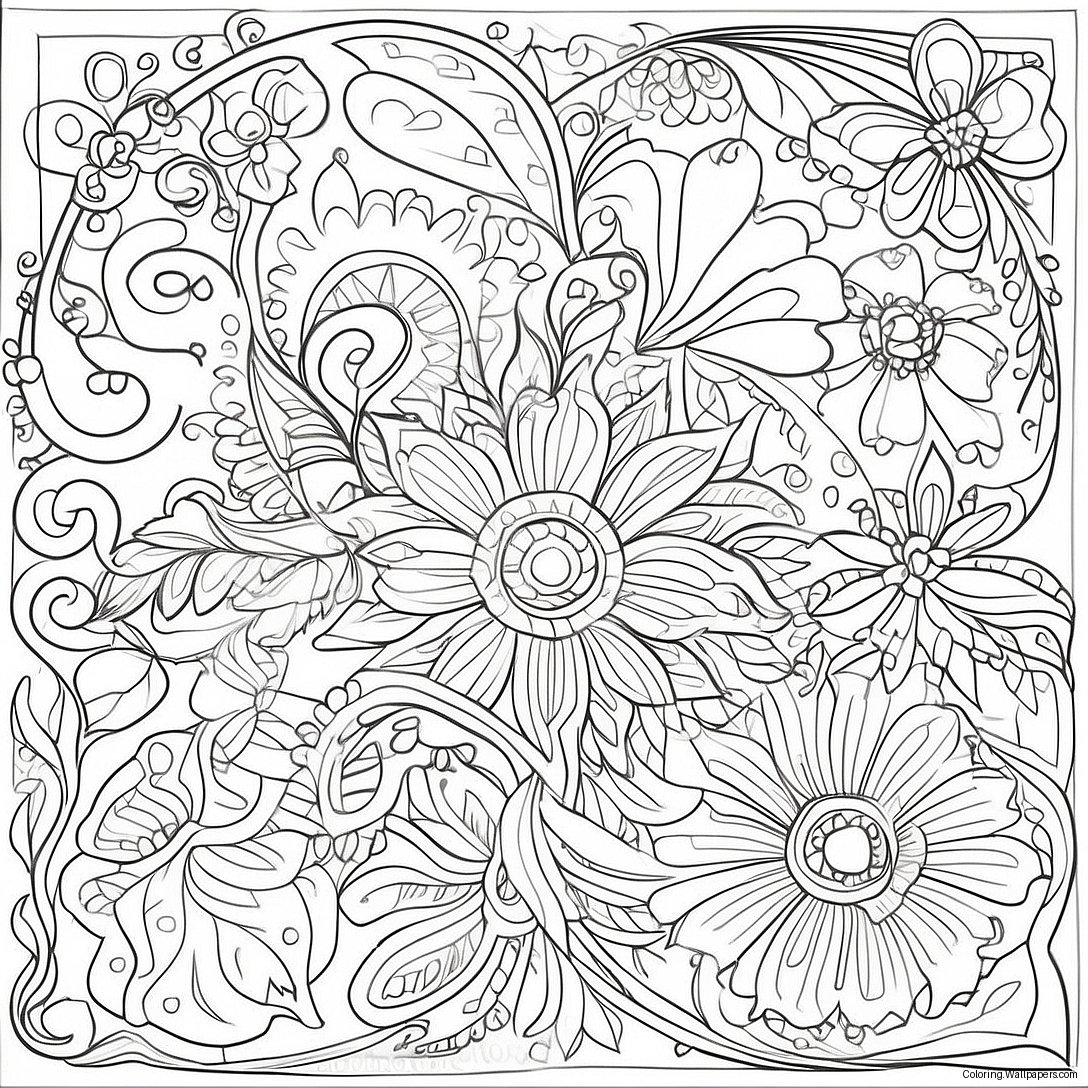 Art Nouveau Bloemmotieven Kleurplaat 42322