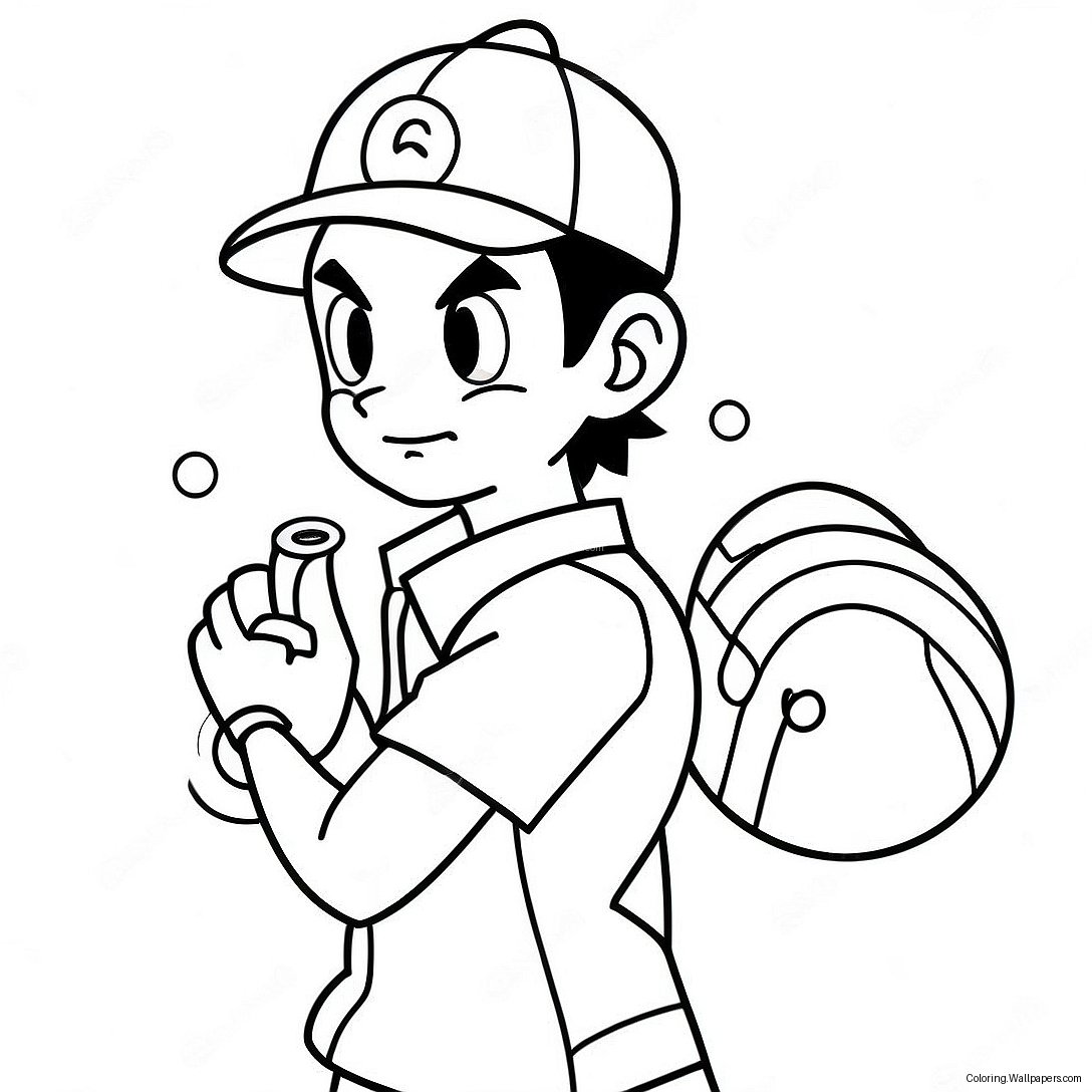 Página Para Colorear De Ash Ketchum De Pokémon 9878