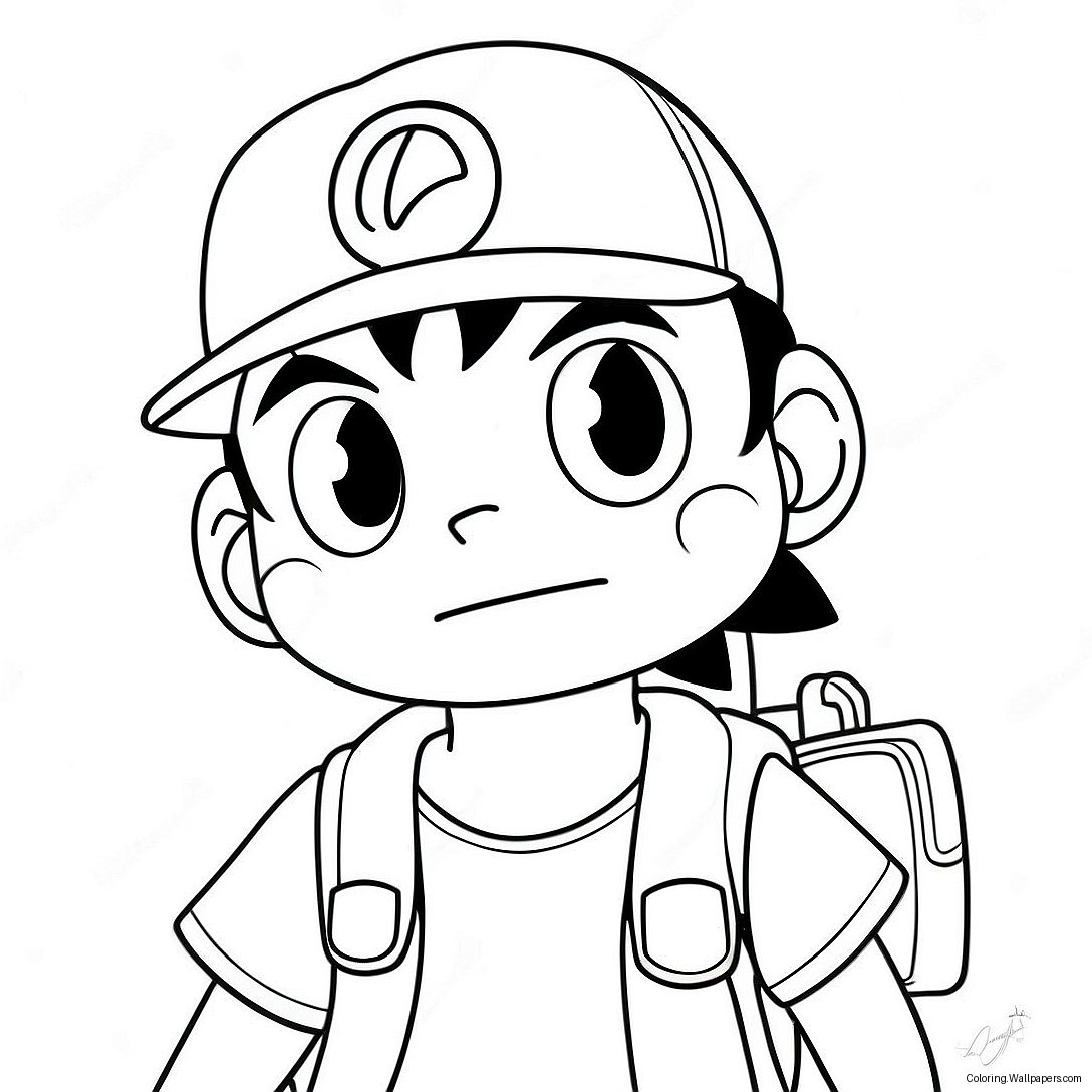 Página Para Colorear De Ash Ketchum De Pokémon 9880