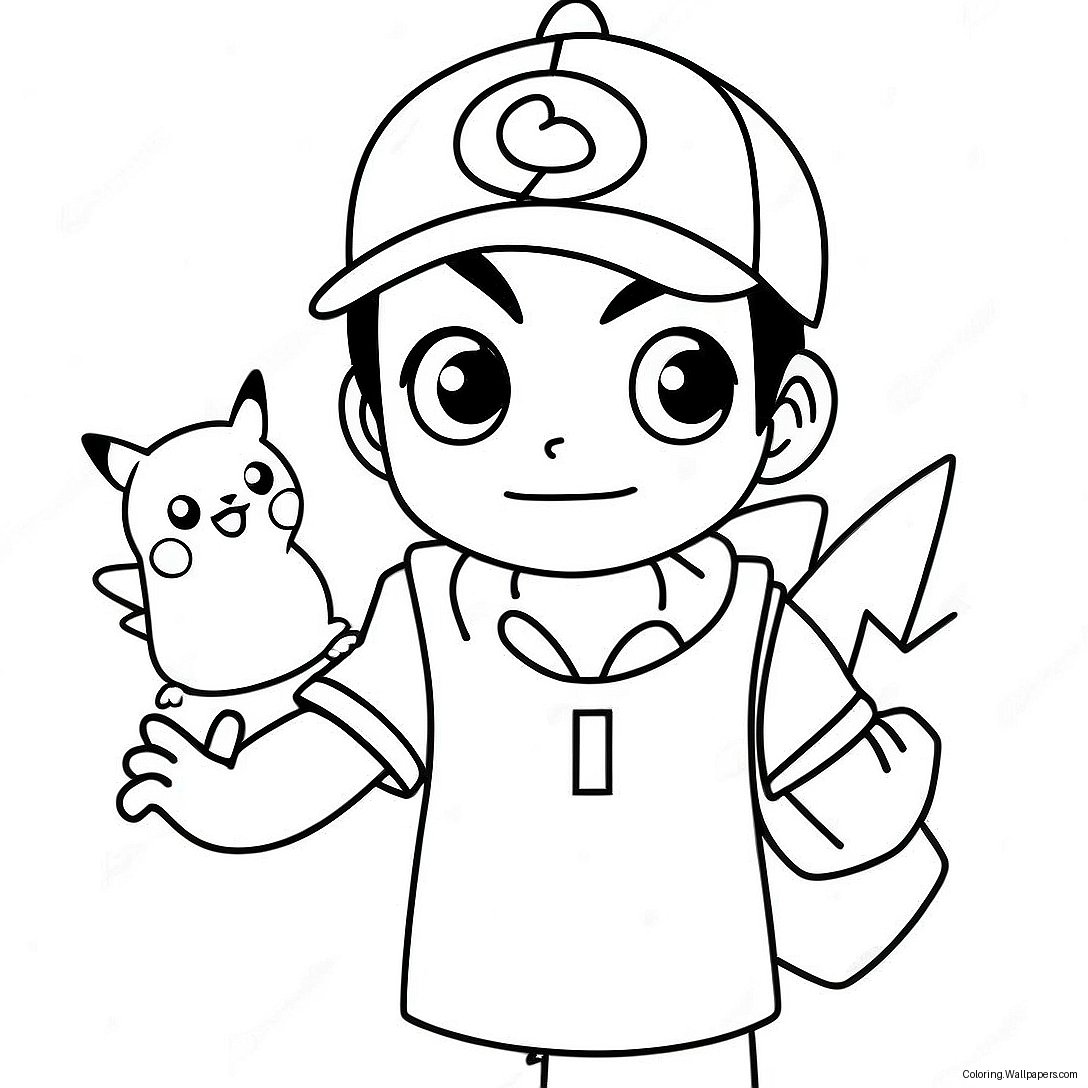 Pikachu Ile Ash Ketchum Boyama Sayfası 9903