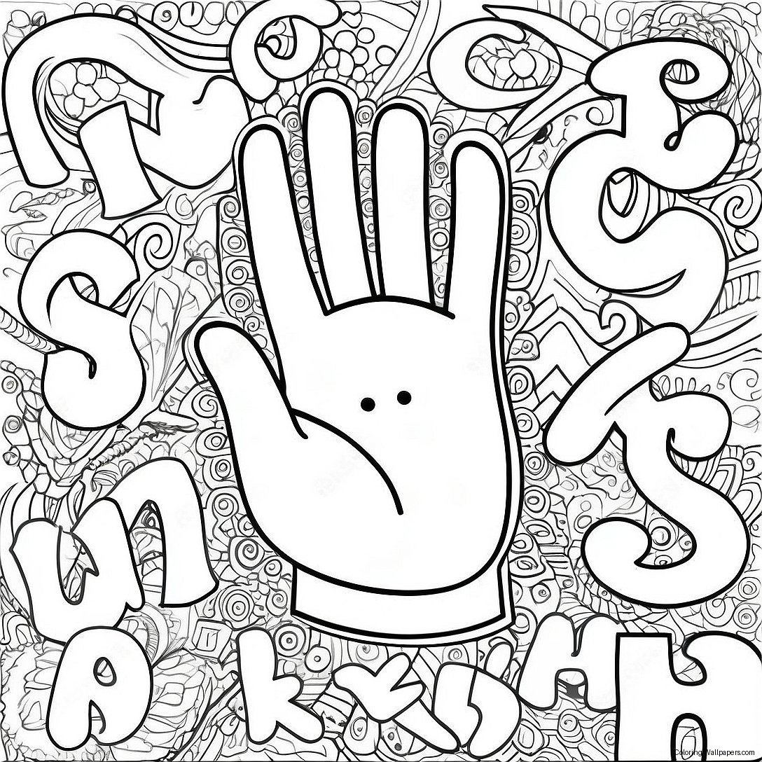 Asl Alphabet Coloring Page 24373