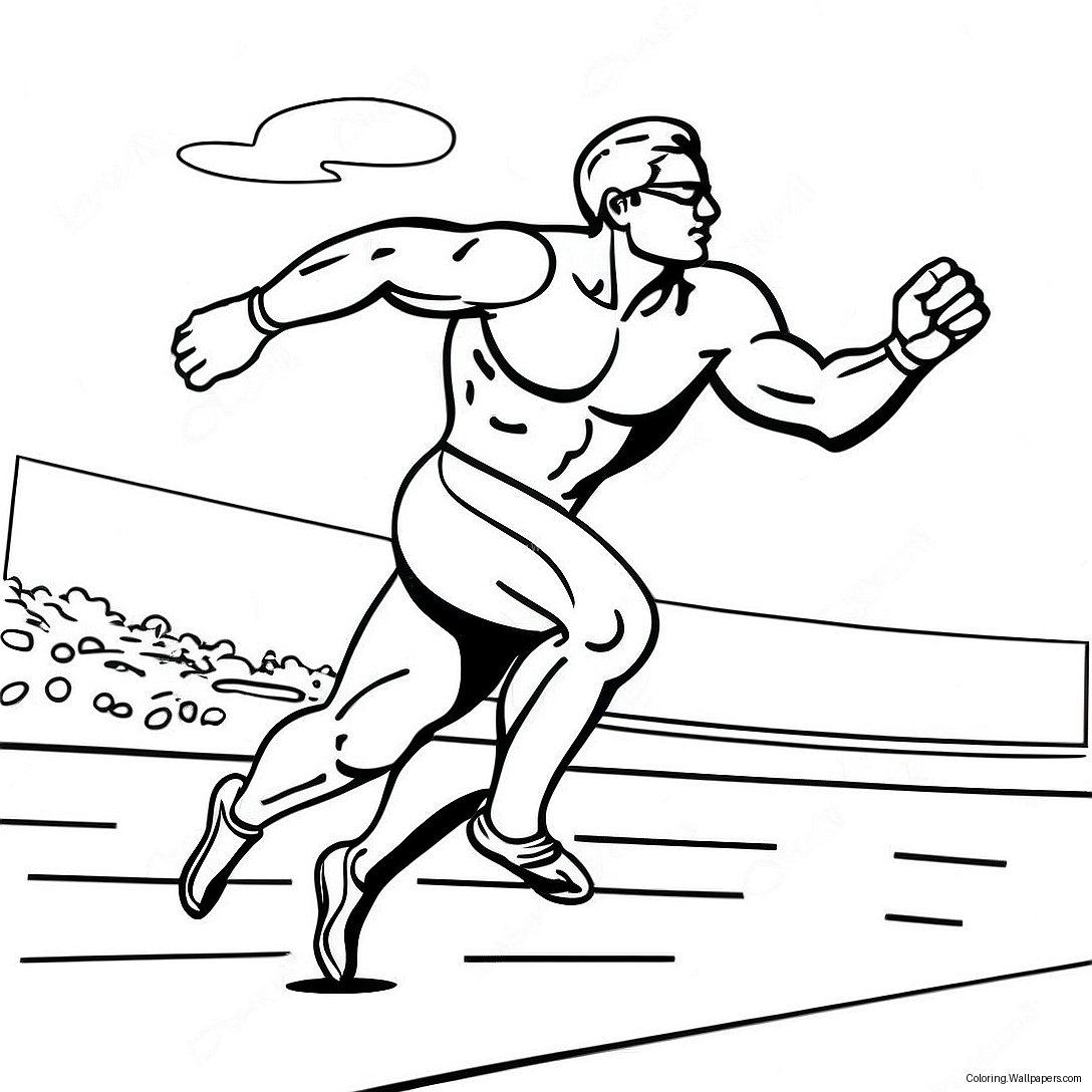 Athlete Competing In A Race Coloring Page 50197