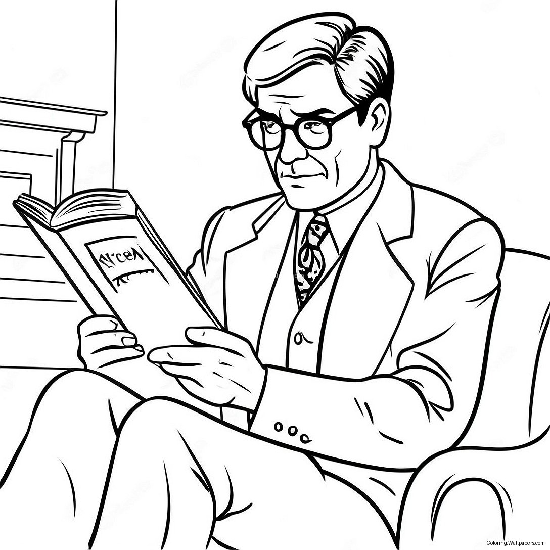 Página Para Colorear De Atticus Finch Leyendo Un Libro 44989