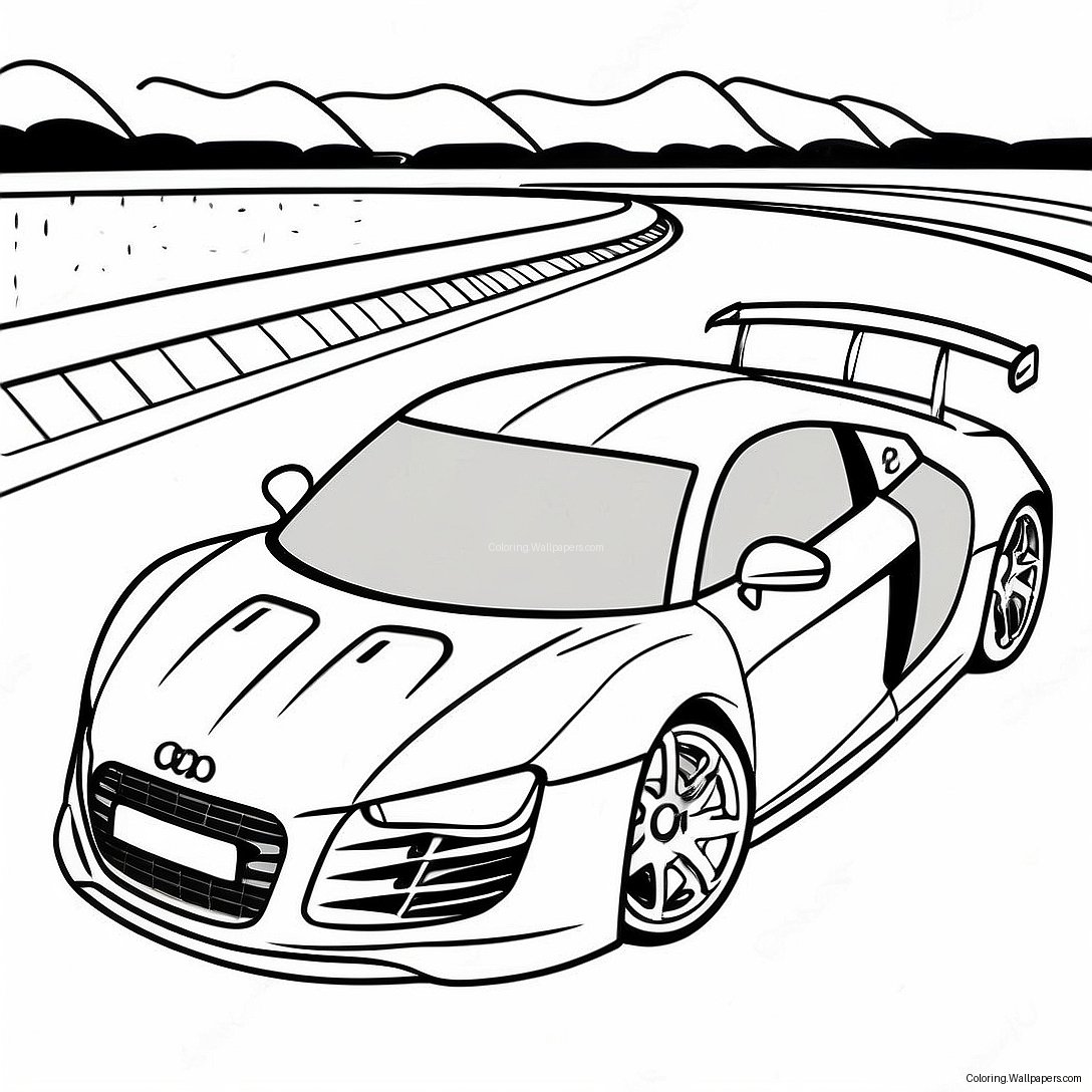 Audi R8 Racing On The Track Coloring Page 37024