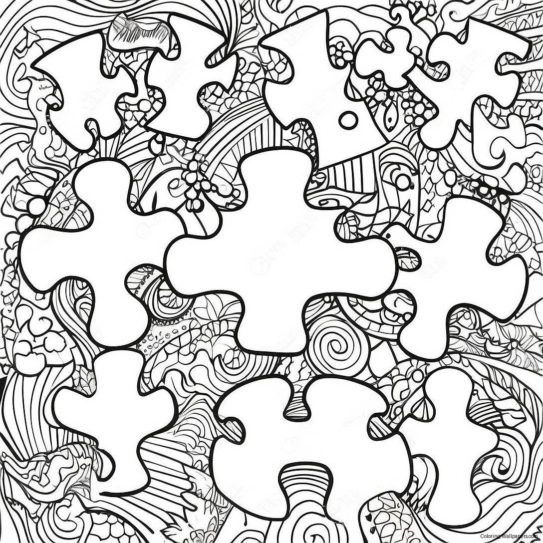 Pagina Da Colorare Pezzi Di Puzzle Per La Consapevolezza Dell'autismo 7250