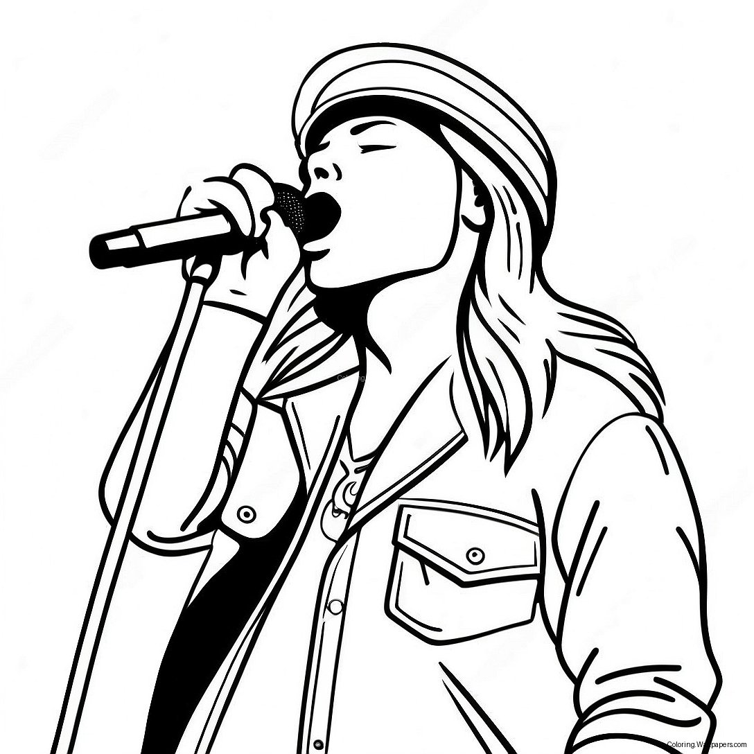 Axl Rose Singing On Stage Coloring Page 26041