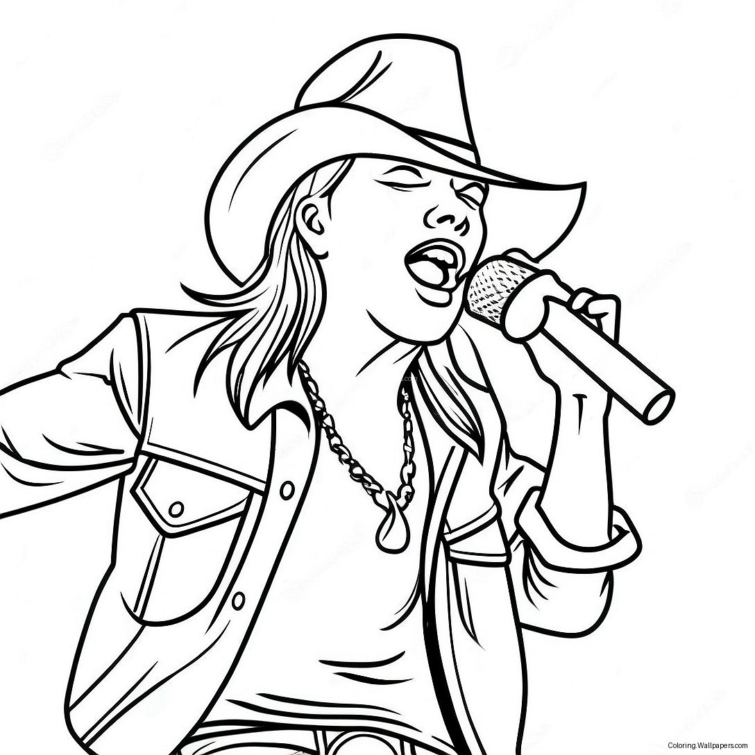 Axl Rose Singing On Stage Coloring Page 26042