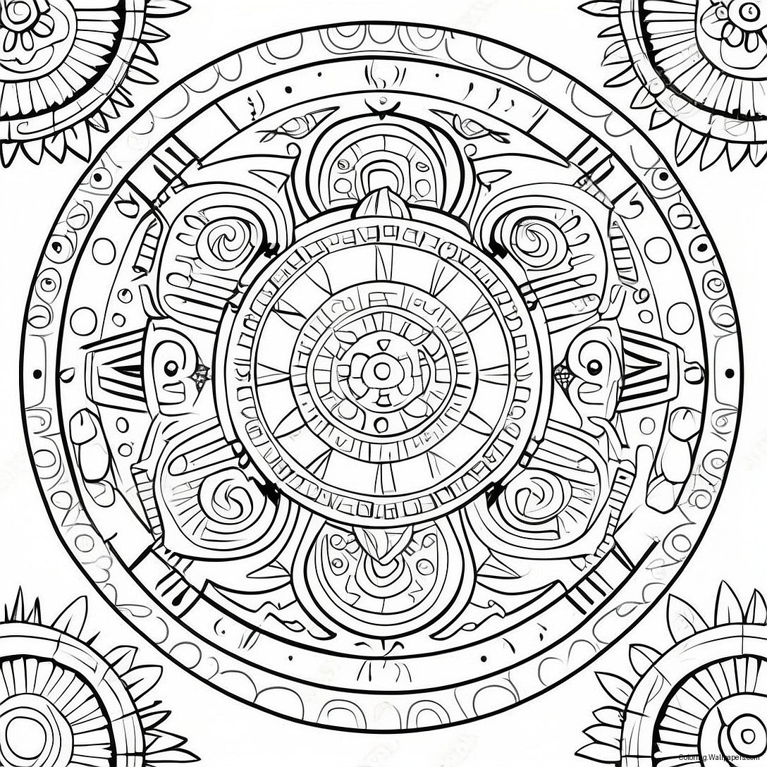 Aztec Calendar Detailed Coloring Page 36059