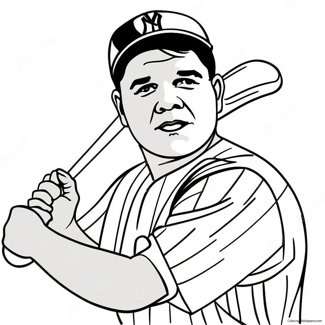 Babe Ruth Classic Swing Coloring Page 31054