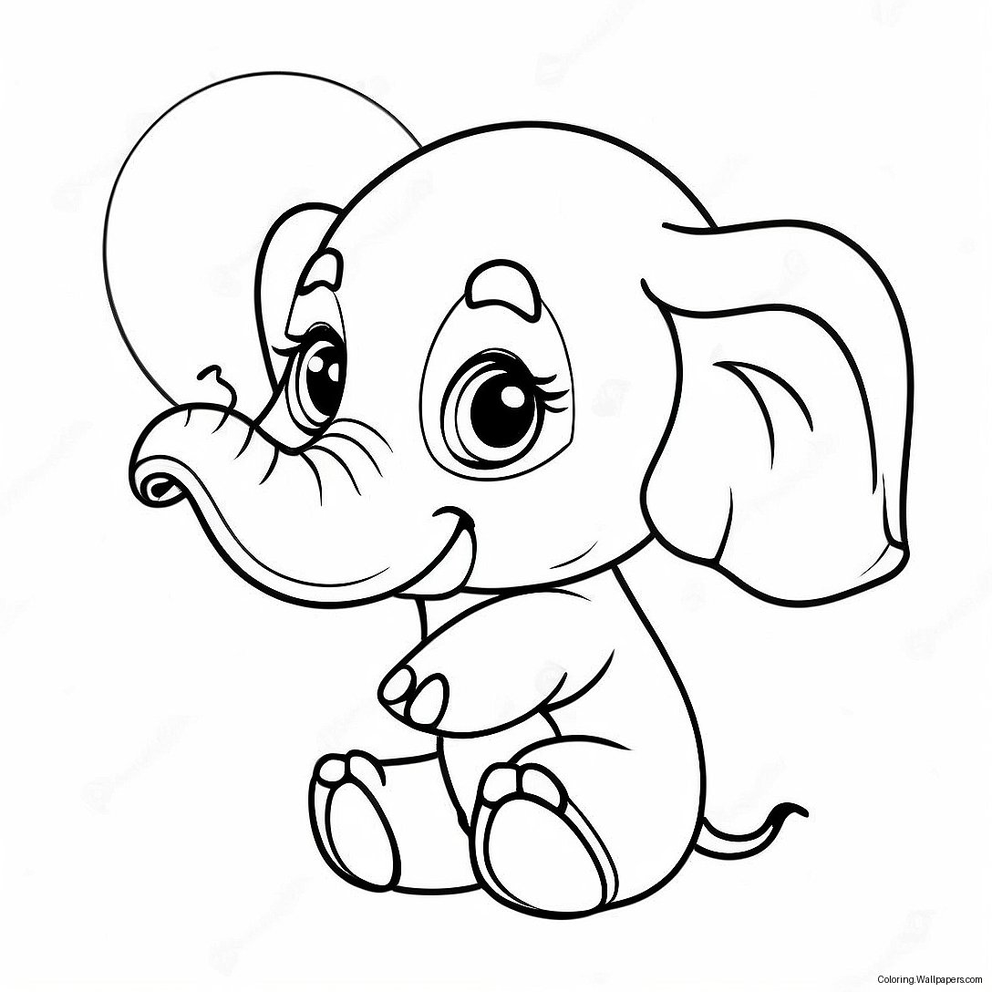 Baby Elephant Playing With Balloons Coloring Page 45154