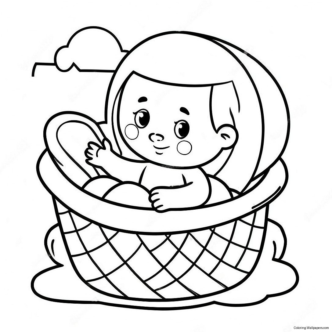 Baby Moses In The Basket Coloring Page 12555