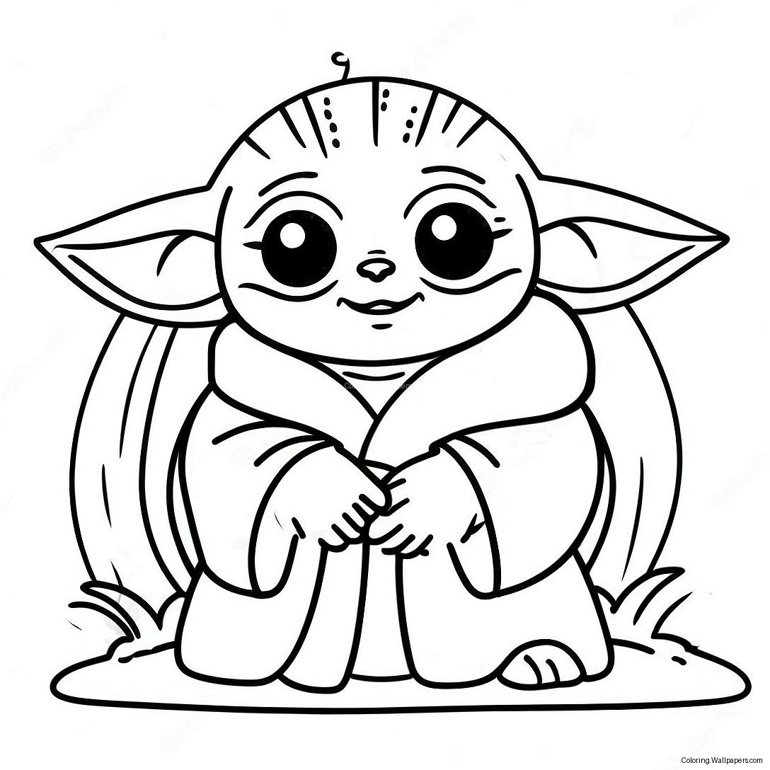 Baby Yoda Easter Bunny Coloring Page 56389