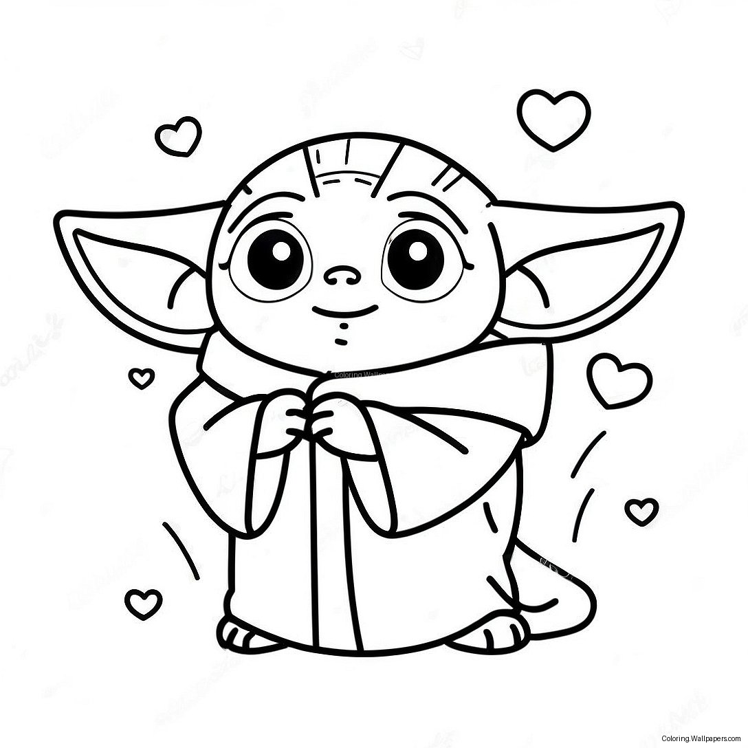 Baby Yoda Valentine Coloring Page 49293